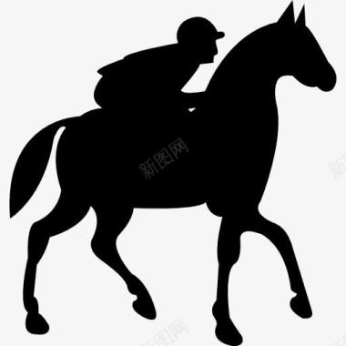 骑师骑着黑走马图标图标