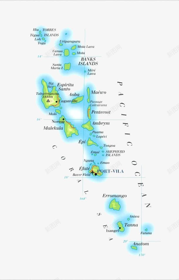 瓦努阿图地图png免抠素材_新图网 https://ixintu.com 世界地图 国家地图 地图 瓦努阿图地图