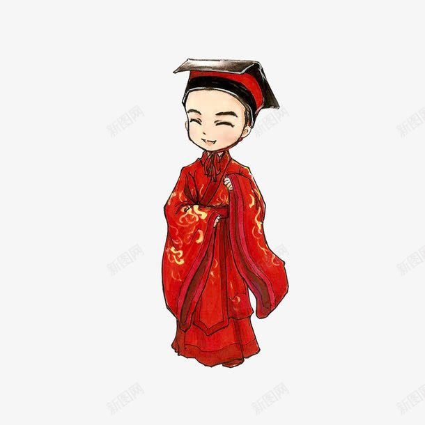 新郎汉服png免抠素材_新图网 https://ixintu.com 喜气 新郎 汉服 汉服卡通 红色