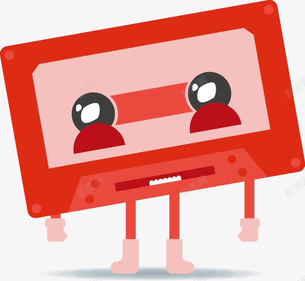 卡通红色卡带png免抠素材_新图网 https://ixintu.com 卡带 拟人 磁带 红色 音乐