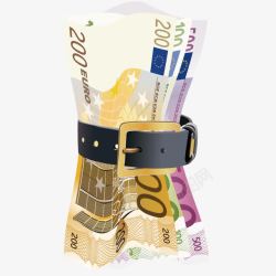 欧元钞票腰带系着的欧元高清图片