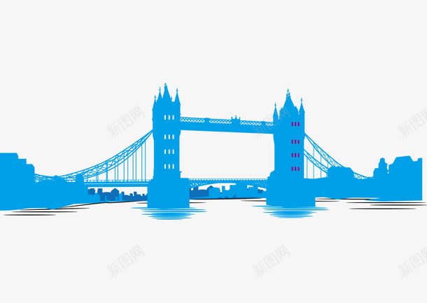 蓝色剪影伦敦塔桥png免抠素材_新图网 https://ixintu.com 伦敦 伦敦塔桥 剪影 塔桥 蓝色