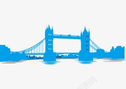 蓝色伦敦蓝色剪影伦敦塔桥高清图片