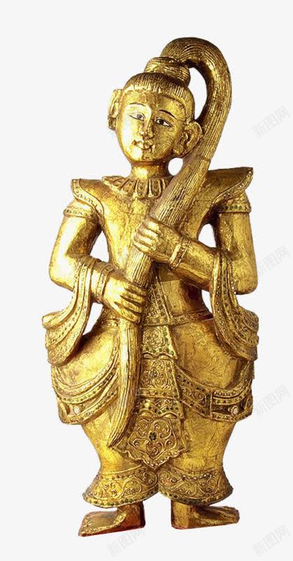 中国古典铜像png免抠素材_新图网 https://ixintu.com 中国风 人物 金色 雕像