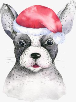 戴圣诞帽戴圣诞帽的卡通小狗高清图片