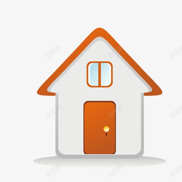 橙色房屋png免抠素材_新图网 https://ixintu.com 圆角 安全 建筑 房屋 扁平化 橙色 门 防护