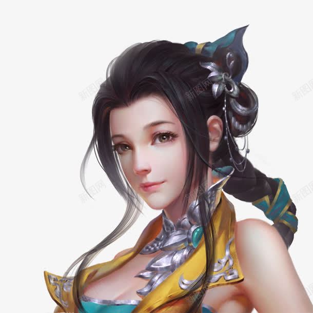 黄色微笑人物美女手绘png免抠素材_新图网 https://ixintu.com 人物 微笑 美女 黄色