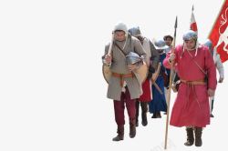 重现中世纪士兵游行军事活动高清图片