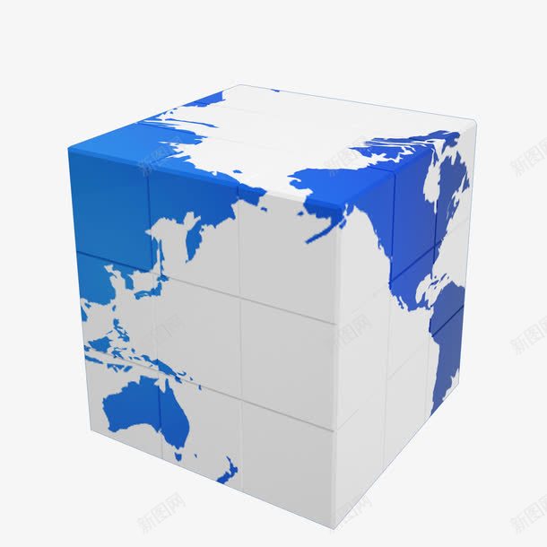 立方体地球png免抠素材_新图网 https://ixintu.com 地球 立方体 装饰图案