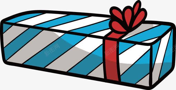 蓝白条纹礼盒png免抠素材_新图网 https://ixintu.com 圣诞礼物 圣诞节 条纹礼盒 矢量png 礼盒 蓝白条纹