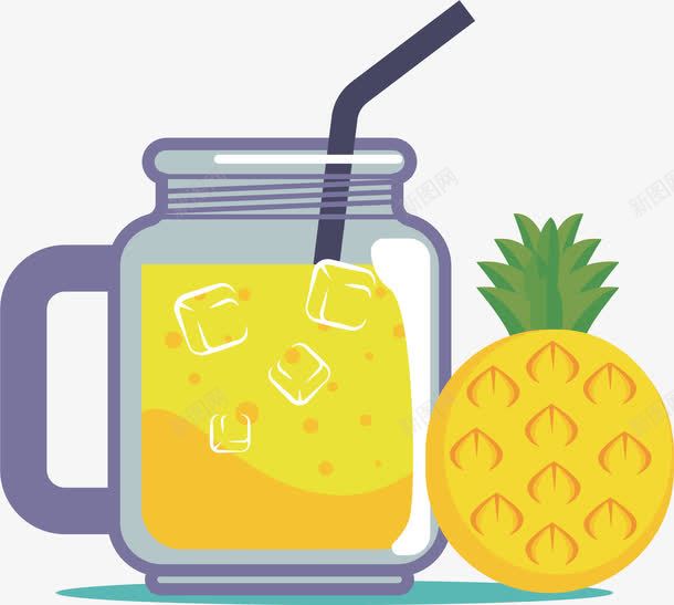 黄色菠萝汁png免抠素材_新图网 https://ixintu.com 凤梨汁 加冰菠萝汁 矢量素材 菠萝汁 黄色