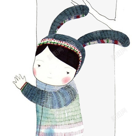 卡通兔子女孩png免抠素材_新图网 https://ixintu.com 兔子帽子 卡通兔子小女孩 女娃