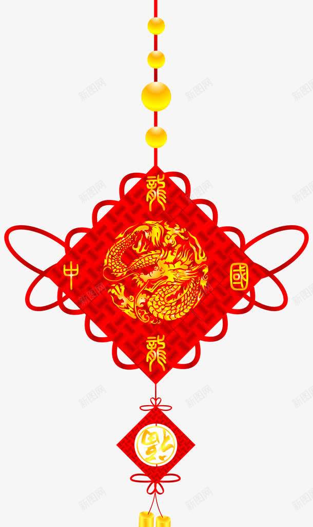 龙图案中国结png免抠素材_新图网 https://ixintu.com 中国 中国图案 图案 图案矢量