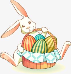 卡通小白兔提篮子素材