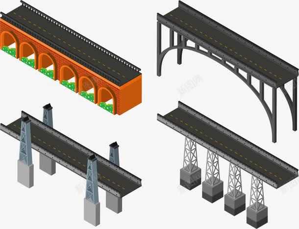 手绘桥梁png免抠素材_新图网 https://ixintu.com 四座桥 手绘 拱形桥 桥梁 立体 高架桥