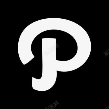 Pinterest的白色标志在黑色的方图标图标