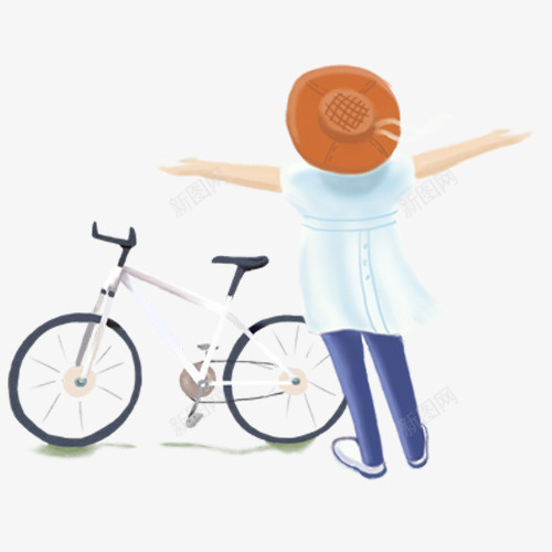 彩色卡通装饰春游png免抠素材_新图网 https://ixintu.com 卡通小孩 卡通装饰 简约装饰 自行车 装饰图 设计图