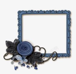 蓝色花装饰相框素材