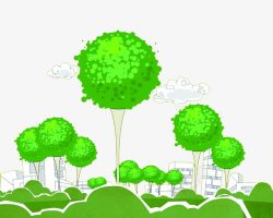 绿色卡通树木环保素材
