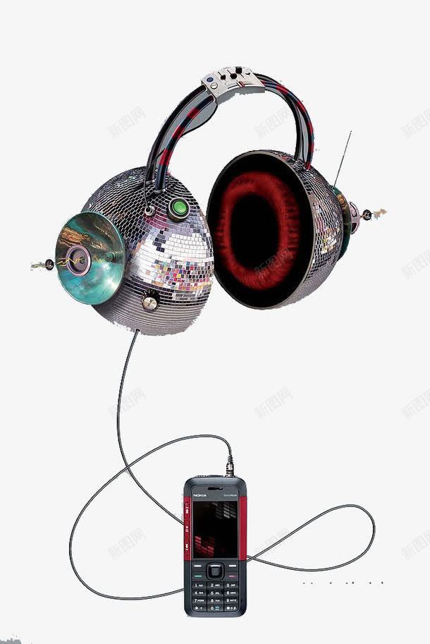 创意耳机png免抠素材_新图网 https://ixintu.com 创意合成 复古 插画风格 耳机