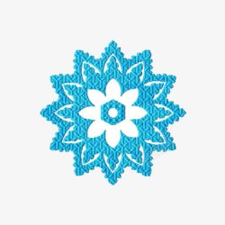 蓝色花朵花边雪花素材