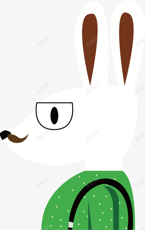 卡通兔子先生矢量图ai免抠素材_新图网 https://ixintu.com 兔子 动物 卡通 回头 小耳朵 帅气 棕色 矢量图