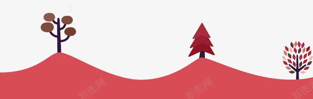 红色小山丘png免抠素材_新图网 https://ixintu.com 山坡 扁平化 树木 红色