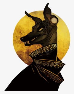 埃及卡通黑色狗矢量图高清图片