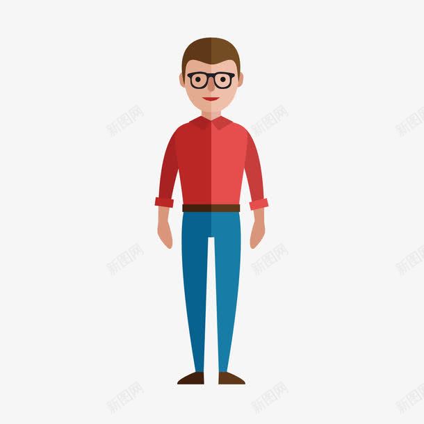 男人png免抠素材_新图网 https://ixintu.com 寸头发型 带眼睛短发男生 穿红衬衫的男生
