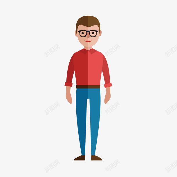 男人png免抠素材_新图网 https://ixintu.com 寸头发型 带眼睛短发男生 穿红衬衫的男生