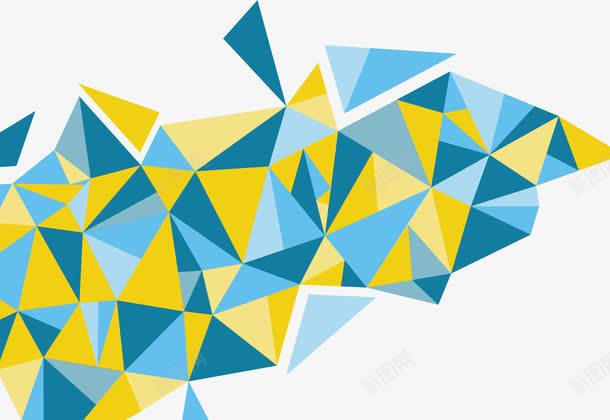 蓝黄几何三角形png免抠素材_新图网 https://ixintu.com 三角形 几何 创意设计 图案设计