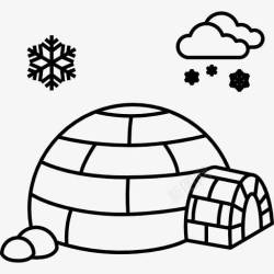 北极的爱斯基摩人雪屋和雪花图标高清图片