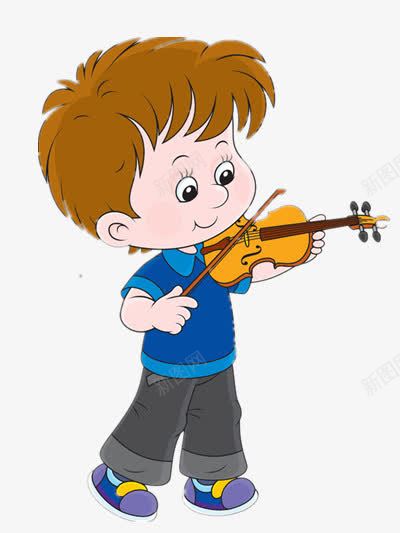 拉小提琴的男孩png免抠素材_新图网 https://ixintu.com 卡通 艺术 认真 音乐