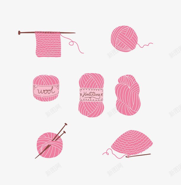 粉色毛线png免抠素材_新图网 https://ixintu.com 毛线 毛衣针 粉色