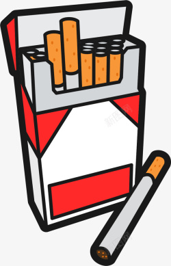 青色烟嘴香烟硬盒包装卡通香烟矢量图高清图片