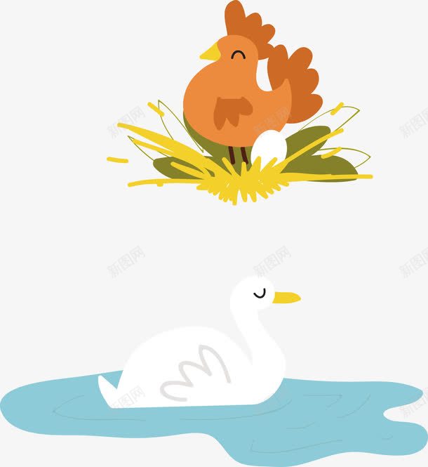 可爱小动物png免抠素材_新图网 https://ixintu.com 可爱 天鹅 小动物 拥抱自然 母鸡