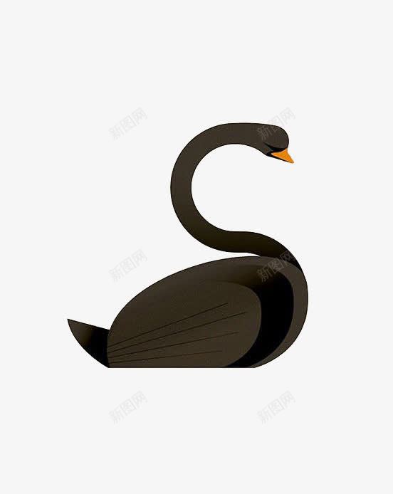 黑色天鹅png免抠素材_新图网 https://ixintu.com 创意 动物 天鹅免扣PNG 天鹅插画 手绘天鹅 设计感 黑天鹅