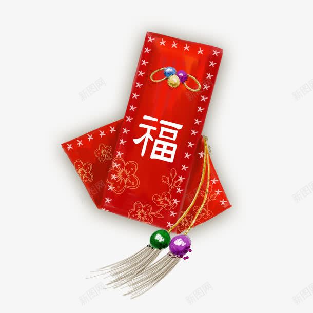 中国风礼袋png免抠素材_新图网 https://ixintu.com 中国风 中国风素材 彩色吊饰 红色袋子