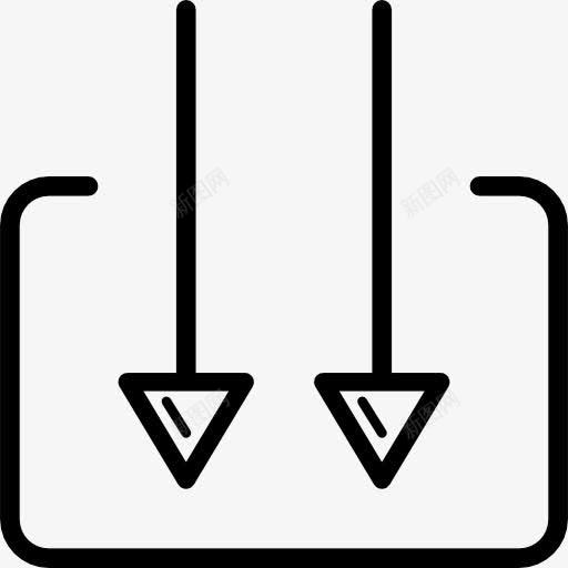 两个向下箭头和矩形图标png_新图网 https://ixintu.com 下载 向下箭头 收件箱 箭 邮箱