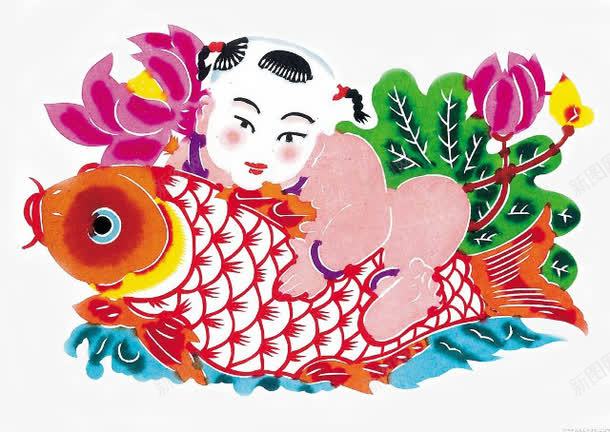 传统剪纸图案png免抠素材_新图网 https://ixintu.com 中国风 传统的剪纸图案 民间工艺 鱼
