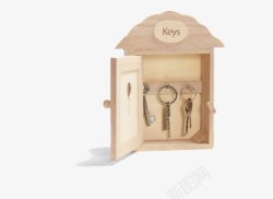 三把钥匙挂着三把钥匙的可爱木盒高清图片