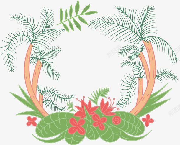 针叶植物边框png免抠素材_新图网 https://ixintu.com 夏日边框 棕榈叶 椰子树 矢量素材 针叶植物