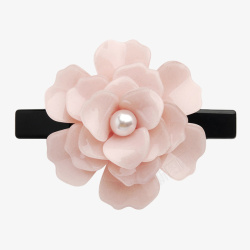 珍珠发夹粉色花朵发夹高清图片