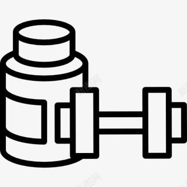 蛋白质奶昔和哑铃图标图标