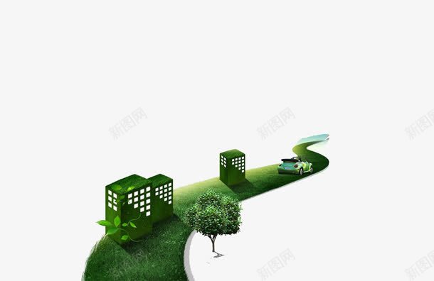 绿色理想概念家园png免抠素材_新图网 https://ixintu.com 屋子 概念 绿色环保 草地