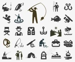 钓鱼鱼杆标志素材