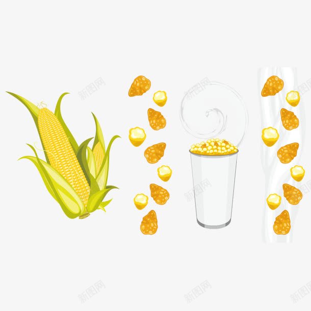 玉米png免抠素材_新图网 https://ixintu.com 卡通玉米 爆米花 玉米 粮食 苞米 苞谷