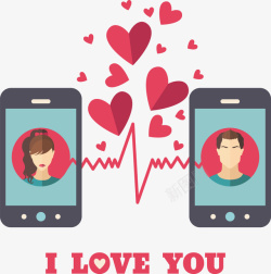 浪漫爱心手机矢量图素材