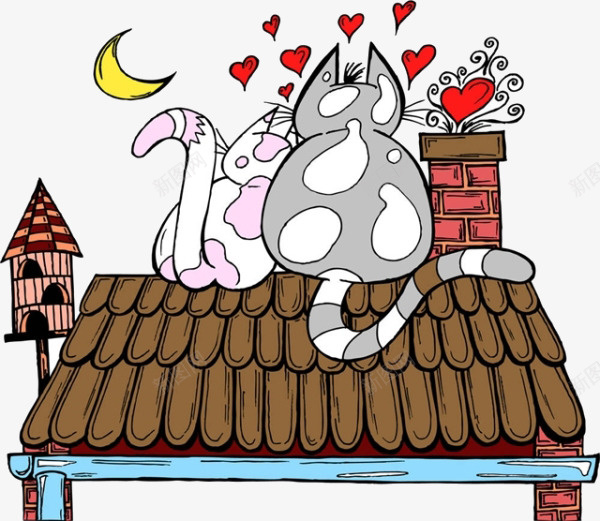 卡通屋顶png免抠素材_新图网 https://ixintu.com 卡通 屋顶素材 爱心 猫