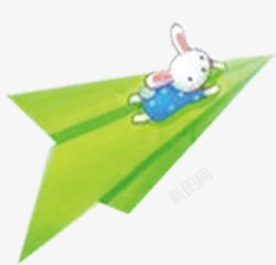 卡通可爱小兔子坐纸飞机素材